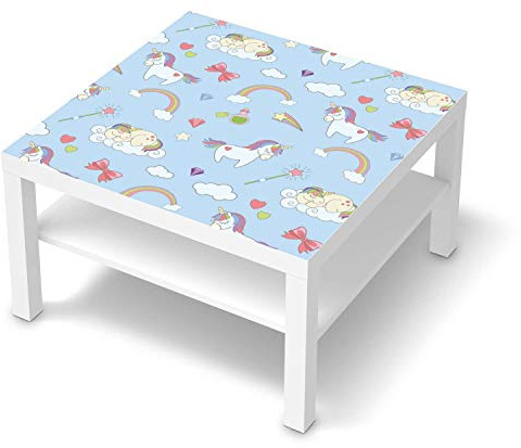 Möbel-Tattoo für Kinder - passend für IKEA Lack Tisch 78x78 cm I Tolle Möbelfolie für Kinder-Möbel Deko I Design: Rainbow Unicorn