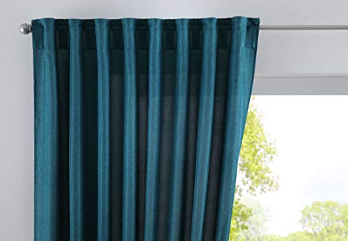 Vorhang Verdeckte Schlaufen Cationic »JENA« HxB 225x140 cm Smaragd Grün Blickdicht Leinen Optik Gardine Meliert Gardinenband mit Raffhalter, 2019037
