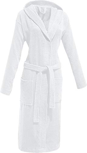 REDBEST Unisex-Bademantel, Morgenmantel, Saunamantel Frottier Chicago weiß Größe M - schnell trocknend und saugstark, 100% Baumwolle
