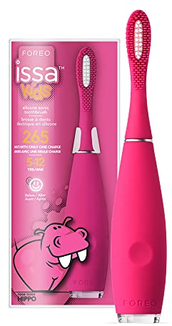 FOREO ISSA kids ultrahygienische elektrische Schallzahnbürste aus Silikon, Kinderzahnbürsten 5–12, Zähne, Zahnfleisch, Wangen & Zunge, Mundpflege, wasserdicht, 265 Tage/USB-Aufladung, 2 Jahre Garantie