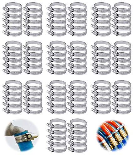 100 Pieces Ajustable en Acier Inoxydable Tuyau Pinces Collier de Serrage MéTallique Collier de Serrage Reutilisable Utilisé Pour Machine à Laver Tuyau de Vidange D'Huile Automobile(16-25)