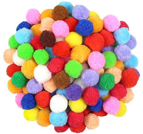 TOAOB 300 Stück Pompon 25mm Bunte Pompons zum Basteln Flauschigen Plüsch Bälle Kleine Bommeln für Lustige DIY Kreative Handwerk
