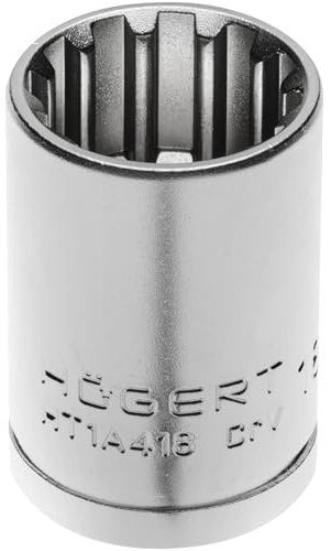 HÖGERT TECHNIK Clé à douille 1/2 24 mm en acier au chrome vanadium, pour TORX, Spline, hexagonale, vis métriques et impériales, mat, DIN 3124