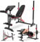 Hop-Sport Verstellbare Hantelbank mit Curlpult, Beinstrecker und Langhantel-Ablage, Multifunktional Trainingsbank, Kraftstation für Zuhause, 240 kg Max. Belastbarkeit
