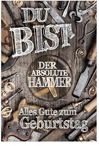 KE AV Exklusive B6 Geburtstagskarte mit Magnetbutton, hochwertige Klappkarte inkl. Umschlag, einzigartiges Hammer Motiv