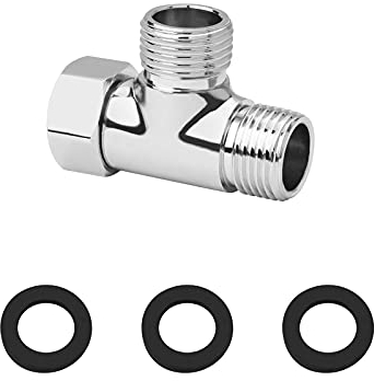 G1/2 Zoll Umstellventil, Messing, 3-Wege-T-Form-Adapter, universelles Duschsystem, teil, Wasser-Umstellventil, Duschschlauch-Verteiler f眉r Hand-Bidet und Sprayer, Chrom