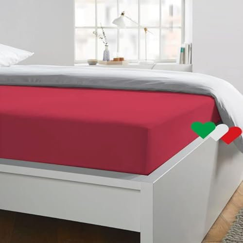 Home Tresor - Lenzuolo Sotto Matrimoniale con Angoli Elasticizzati, cm. 170X200 H.Materasso 25, 100% Puro Cotone, Made in Italy, Prodotto di Qualità 57Fili cm2 - Color Ciclamino