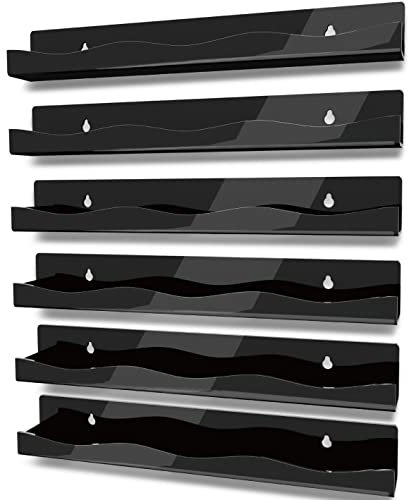 YMVV Nagellackregal, 38,1 cm, Wandmontage, 6 Stück, schwarz, Acryl-Organizer, Zubehör für Nageltechnik, tolles Display für Salons und Einzelhändler