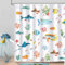 Bonhause Duschvorhang Fisch Koralle Bunte Meereslebewesen Duschvorhänge 180 x 180 cm Anti-Schimmel Wasserdicht Polyester Stoff Waschbar Bad Vorhäng für Badzimmer mit 12 Haken