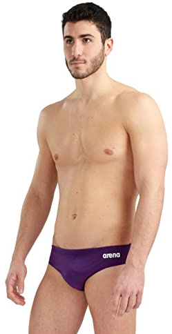 Arena Herren Team-Badehose Solid Schwimm-Slips, Pflaumen-Weiß, 7