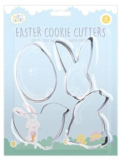 Silver Stainless Steel Cookie Cutters, 4 Pack - Sturdy & Adorable Shapes Design, Perfect Easter Cookies or Cake Decorations, & More