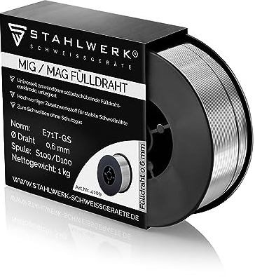 STAHLWERK MIG MAG Premium Fülldraht Drahtrolle E71T-GS 0,6 mm S100/D100 Rolle 1 kg