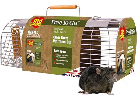 The Big Cheese Ready-Baited Multi-Catch Rat Cage Trap Poison-Free Welfare Friendly British Grain Safe Around Children and Pets Monitor Infestations Self-Setting