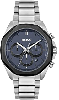 BOSS Chronograph Quarz Uhr für Herren Kollektion Cloud mit Silbernes Edelstahlarmband - 1514015