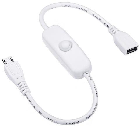 PATIKIL Micro-USB Extension Cable with ON/Off Switch, Female to Male Extension Cords Power Adapter Support Controller Connector for Fans LED Strips, White