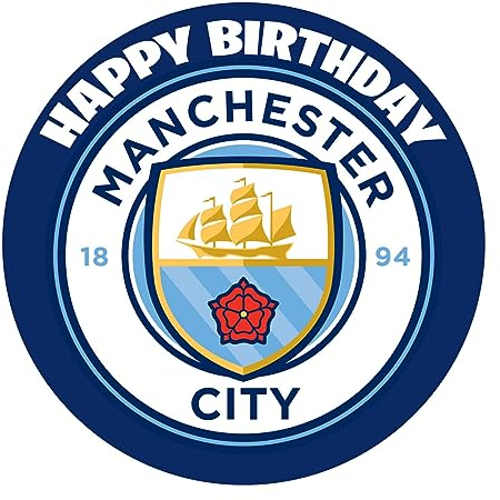 YummyArt Edible Cake Topper - edible cake decorations 20cm diameter edible cake toppers compatible with man city cake topper edible football cake toppers edible