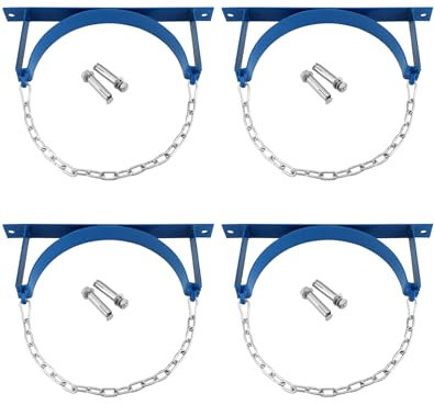 QWORK Steel Wall-Mounted Bracket for Cylinder, 4 Pack Gas Cylinder Bracket with Screws and Safety Chain Supported