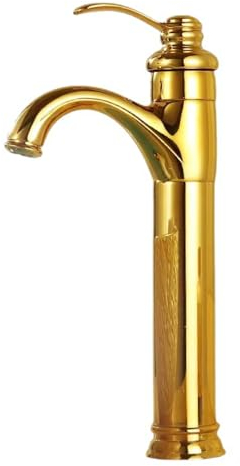 ZYCDP Armatur Badezimmer Retro Badarmatur Kaltes und Heißes Einhandmischer Mischbatterie Waschbecken Bad, Gold, Hoch