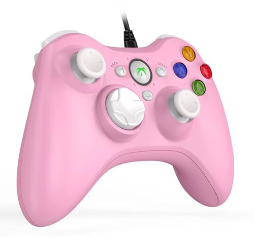 DYONDER Wired PC Controller,Game Controller Joystick with Dual-Vibration Turbo and Hall Trigger Buttons for Windows PC/ PS3/ Android TV Box/Tesla(Pink)
