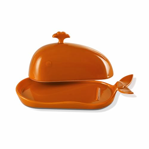 Porte-beurre orange avec couvercle, pour décoration et accessoires de cuisine modernes, parfait pour aider les repas faits maison, cuire, tartiner et badigeonner