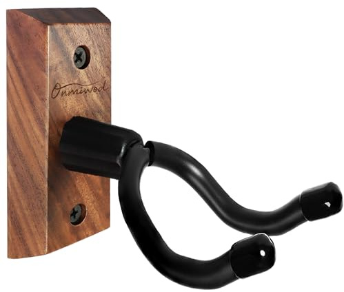 Onmiwod Ukulele Wall Mount Hanger 2 Pack, Black Walnut Wood U-Shaped Ukulele Holder Hanger, Ukulele Wall Mount Hook for Ukulele Banjo Mandolin Concert Pineapple Soprano Tenor and Baritone