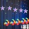 LED Ramadan Licht,Stern Mond Lichterketten,Stern Lichterkette Lichtervorhang,LED Vorhang Lichter,Wasserdicht Sternenvorhang mit 8 Blinkenden Modi & Fernbedienung,Batterie & USB Betriebene Lichterkette