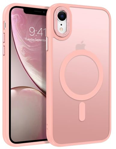 DUEDUE Coque Compatible avec MagSafe Aimanté pour iPhone XR, Protection Matte Fine Rigide Antichoc, Magnétique, Mat Rose
