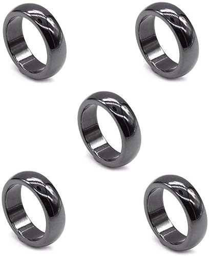5 Pieces Hematite Rings Unisex Ring Absorbs Negative Energy Jewelry Gifts Jewellery Accessory Ring for Wedding Band Ring for Men Women Praktisches Design und Langlebig