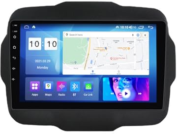 Android 12 Autoradio Mit Navi 2 Din 9 Zoll Touchscreen Autoradio Für Jeep Renegade 2014-2018 Mit Carplay Android Auto,mit RDS Bluetooth FM AM Lenkradsteuerung Rückfahrkamera ( Color : M100 2+32G )