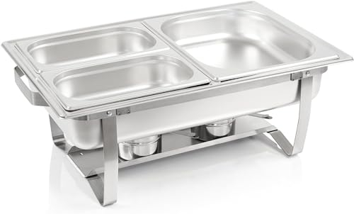 Chafing Dish Elektrisch,9L Edelstahl Warmhaltebehälter,Wärmebehälter für Speisen mit Sichtbarem Glasdeckel,Kommerziell Wärmebehälter für Essen - Einstellbarer Temperatur,für Buffets und Partys