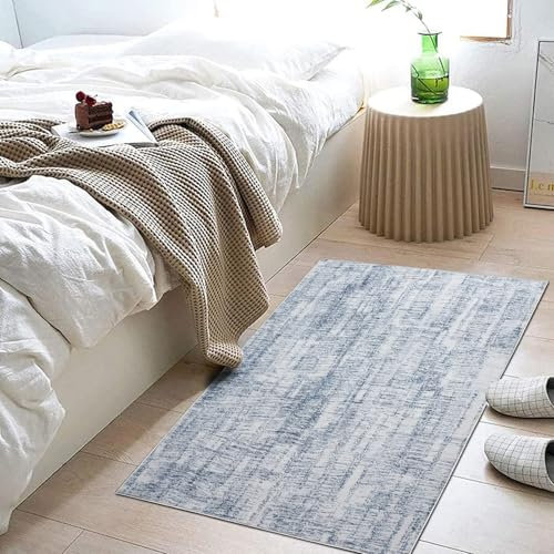 Tinyboy-hbq Tappeto Salotto Moderno Lavabile Camera da Letto Pelo Corto Antiscivolo Morbido Moderni Soggiorno Grandi (Astratto Azzurro/Multi, 60 x 120 cm)