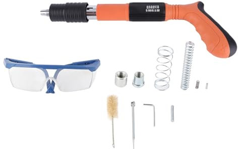Mini Manual Nail Gun Set with Storage Box, Portable 3 Speed Adjustable Manual Steel Nail Shooting Machine Detachable Design Wall Install Nail Shooting Fastening Tool for Pipe Clamp Fixing Water Pipe