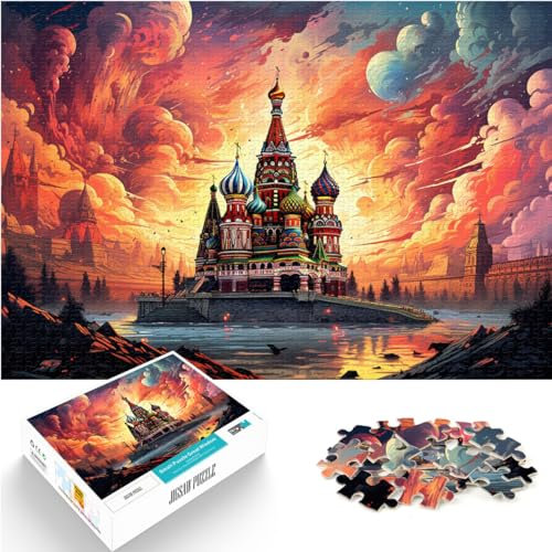Puzzle für Puzzle „Die farbenfrohe Psychedelie des Kremls“ 1000 Teile Puzzle aus Holz Lernspielzeug Familienspiele (50 x 75 cm)
