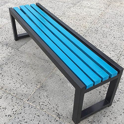 Wrought Iron Outdoor Bench with Slatted Seat Weatherproof Patio Garden Lawn Balcony Backyard Furniture
