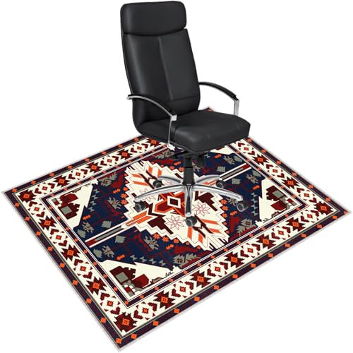Bodenschutzmatte Bürostuhl 90X120 cm - Luxuriöse Bedruckter Stoff Bürostuhl Unterlage für Parkett und Hartböden, Mehrzweck Schreibtischstuhl Unterlage für zu Hause und im Büro (Ziegelrot, 90 x 120 cm)