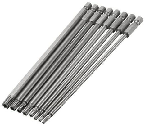 Gasesa 8pcs Torx Screwdriver Bit Set, 150mmS2 Steel Security Magnetic Head T8–T40 Long Screwdriver Bits with 1/4 Hex Shank for Electric Drill & Driver Tools