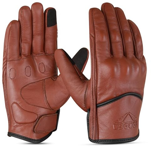 TOROGA Motorbike Gloves,Mens Leather Motorcycle Gloves Touchscreen (Saddle Brown, Large)