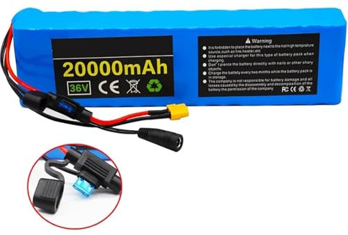 BDBLFLTZ 36V 20Ah Elektrofahrrad Lithium Batterie, 10S3p Lithium Batterie Pack, Eingebautes 30A BMS, Mit 42V 2A Ladegerät, Für 200W 350W 500W Scooter, Elektrofahrräder Motor XT60