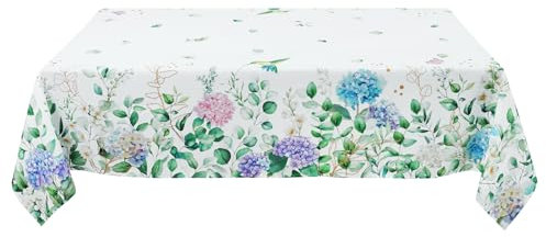 Xianshime Spring Summer Floral Tablecloth Rectangular 60 x 84 Inch Hydrangea Table Cloth for Rectangle Tables Waterproof Dining Table Cover for Party Birthday Picnic Decorations