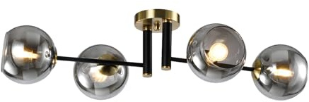 ekobi Elegante Esche Eschenschirme Deckenleuchte SMOKE S4 4xE14 Schwarz-Gold Für Wohnzimmer (Deckenleuchte Esche 4 Lichtpunkte)