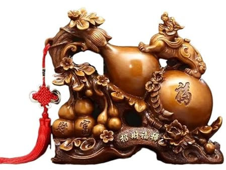TCDHICY Statue Dekoration Exquisite Glückskürbis-Ornament, Hauseingang, TV-Schrank, dekoratives Kunsthandwerk, Einweihungsgeschenk Buddha Statue Home Décor(Mittel)