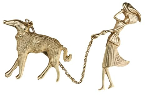 JEWEDECO 1stück Brooch Alloy Für Frauen Anstecknadel Mit Design Einer Frau Die Einen Hund Führt Stilvolle Brosche Für Jacken Pullover Und Accessoires Für Jeden Anlass