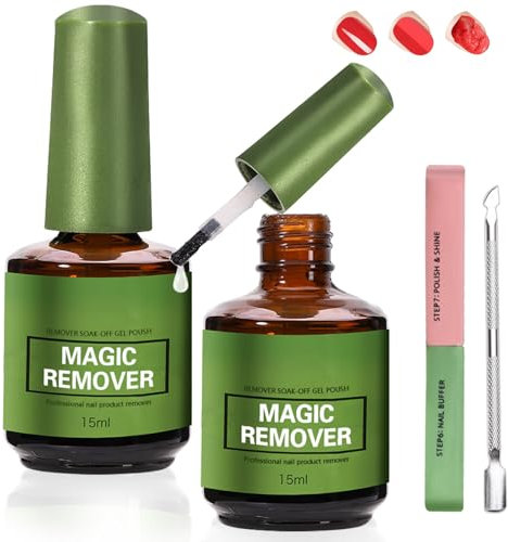 2 Pezzi Solvente per Smalto, Remover Semipermanente Unghie, Nail Polish Remover, Rimuove Facilmente e Rapidamente lo Smalto in 3-5 Minuti, Non fa Male alle Unghie, Rapido e Facile