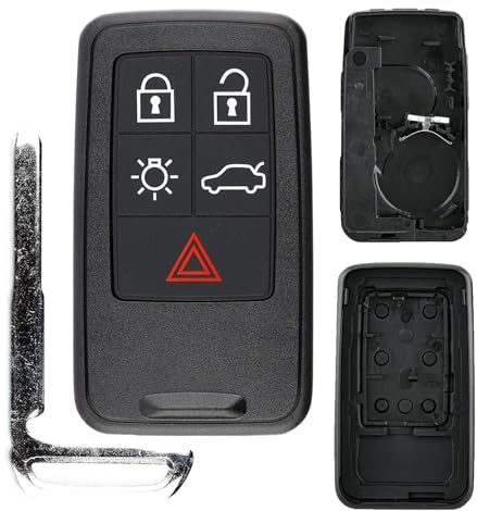 Lizbn 5 Tasten Volvo Fernbedienung Schlüsselanhänger Cover Case Ersatz Fob für Volvo V40 V60 V70 S60 S80 XC60 XC70 Smart Remote Key Fob mit ungeschnittener Klinge