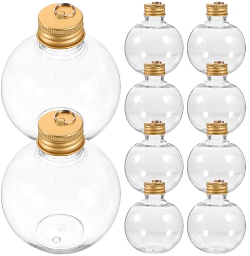 Kugelflaschen, 10 Stück Weihnachts-Schnapskugeln, transparent, für den Weihnachtsbaum, befüllbare Ornamente, Wasserflaschen-Form, Kunststoff-Anhänger für Heimdekoration, Party-Dekoration (150ml)