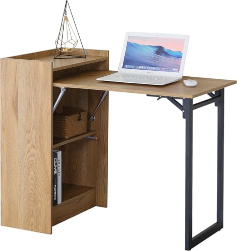 CELINO making your day Folding Desk Computer Laptop Table Foldable Workstation Study Writing Home Office Storage Shelves 102x59x85 cm