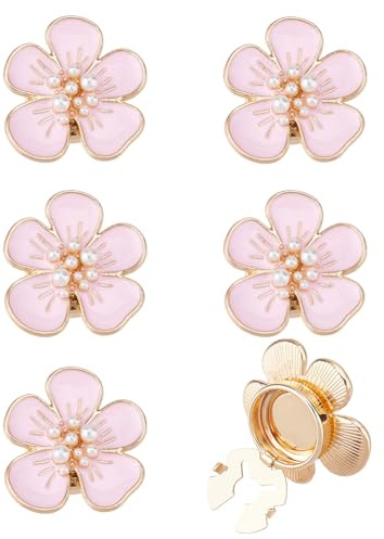 SUPERFINDINGS 6 STÜCKE Rosa Manschettenknöpfe Kamelie Knopfabdeckungen Elegante Frauen Manschettenknopf Legierung Emaille Manschettenknöpfe Mode Manschettenknopf Schmuck Geschenke Für Anzug