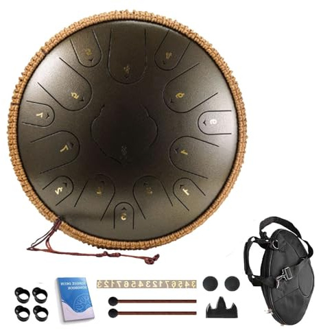 Harmonic Handpan Drum - 14 Zoll 15-Noten-Handtrommel, C/D-Dur-Steel Tongue Drum Percussion Drum Instrument, Für Musikalische Ausbildung, Meditation, Yoga(B,D major)