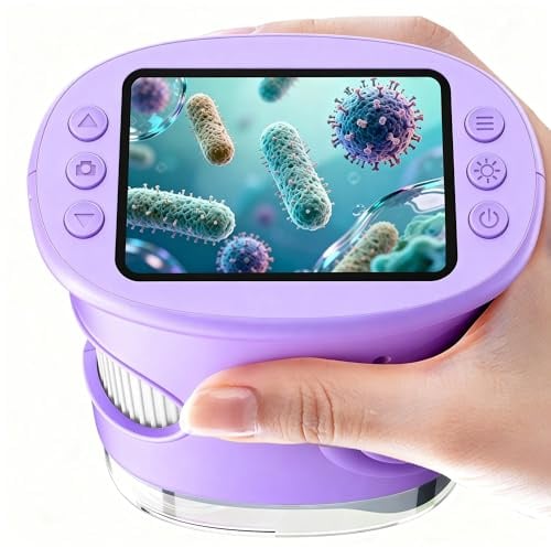 1000X Kinder Handy Mikroskop Lupe: Digitale Taschenmikroskop mit 2.0 IPS Bildschirm & 8 LED Licht - Geschenk ab 4-12 Jährige - Mini Magnifying Glass - Kids Gartenspielzeug Violett