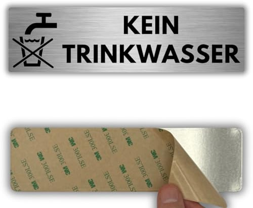 LEIASA | Schild Kein Trinkwasser - 5x18 cm - Aluminium - Nur Brauchwasser | Verbotsschild Trinkverbot, Warnhinweis Trinkwasser Ungeeignet, Aufkleber Regenwasser Nutzwasser, Plakette Wasserhahn